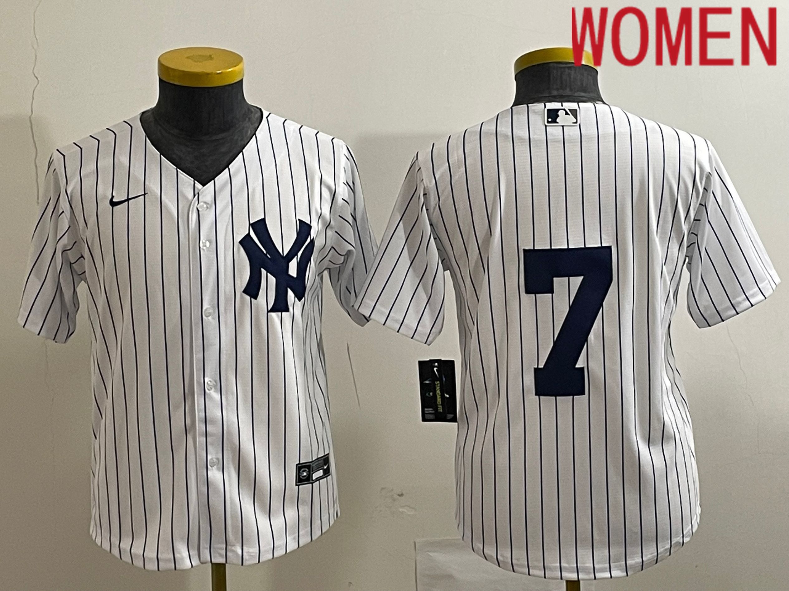 Women New York Yankees 7 No Name White Nike Game MLB Jersey